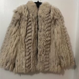 Saga Fox Blue Fox Extravagant Old Money Mob Wife Cream Fur Jacket Size S…